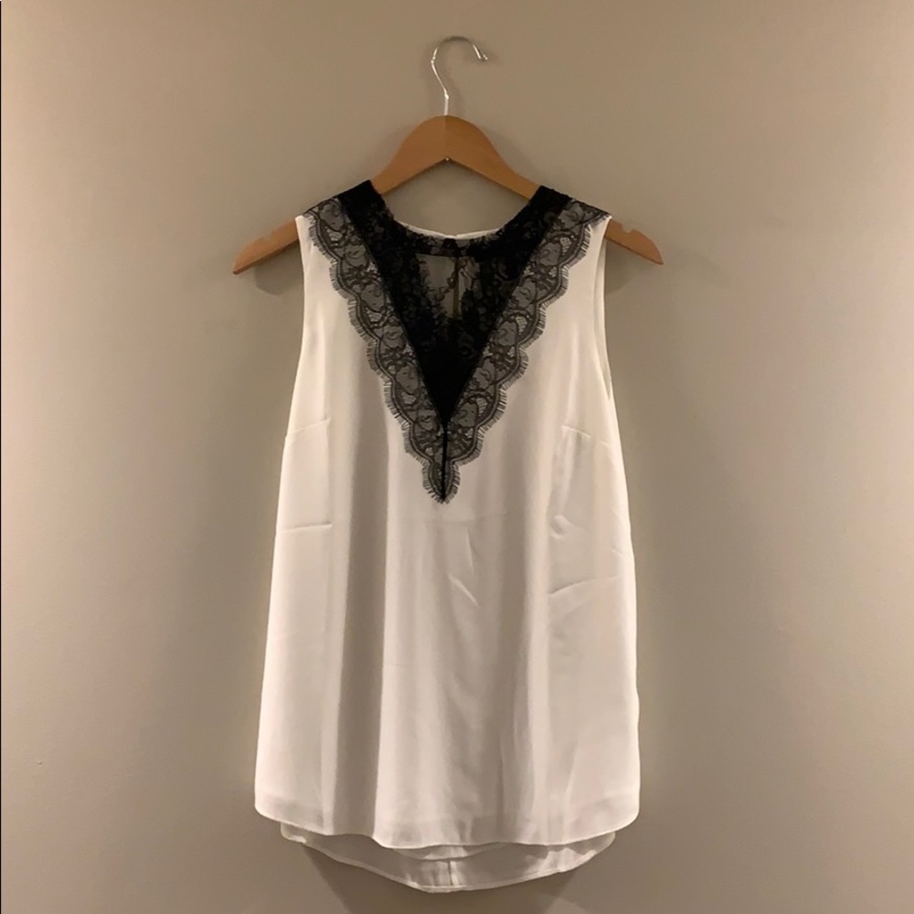 WHBM Lined Tank Blouse with Lace NWOT S